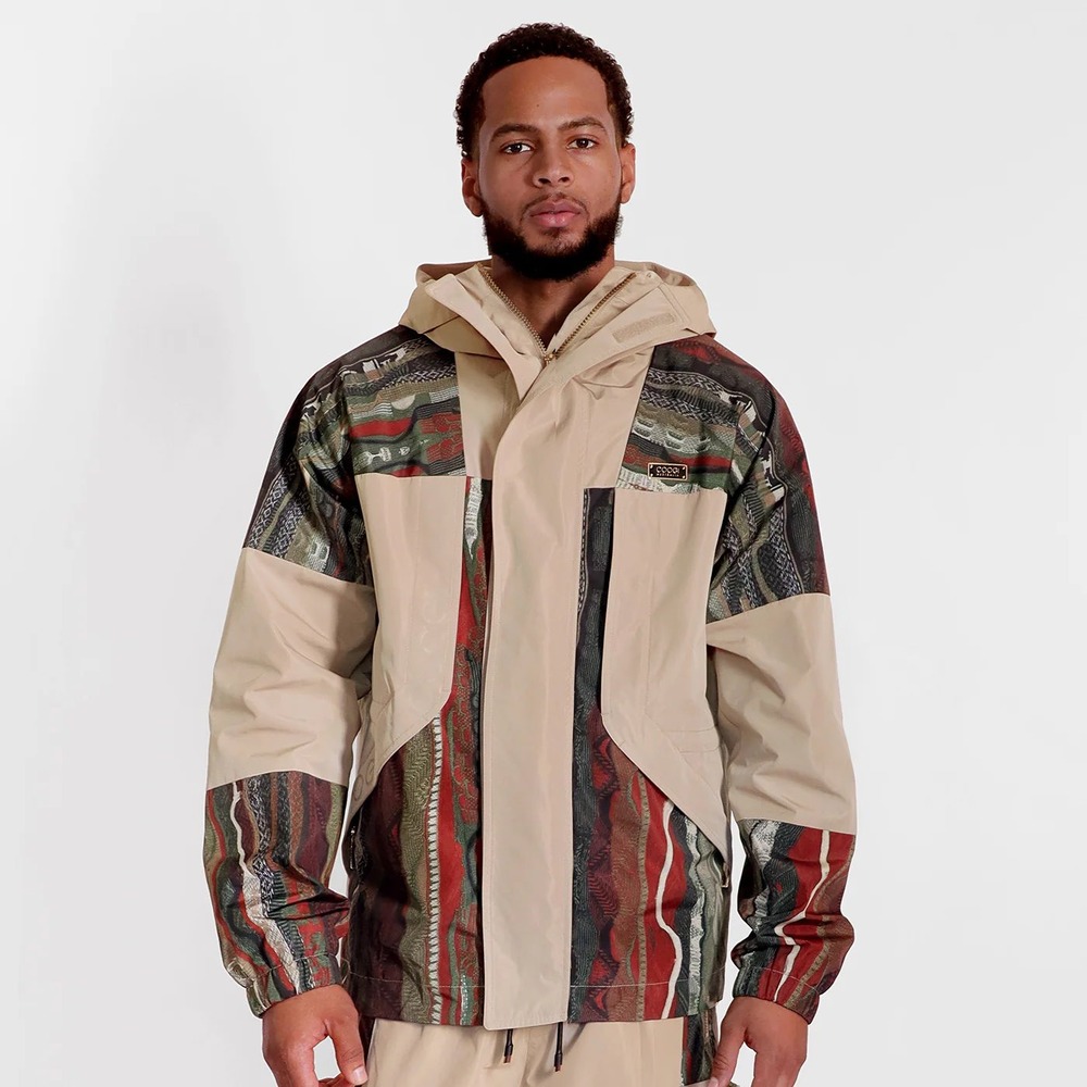 $448 COOGI AUSTRALIA‎ Men's Beige Multi-Color Patchwork Hooded Jacket Size S